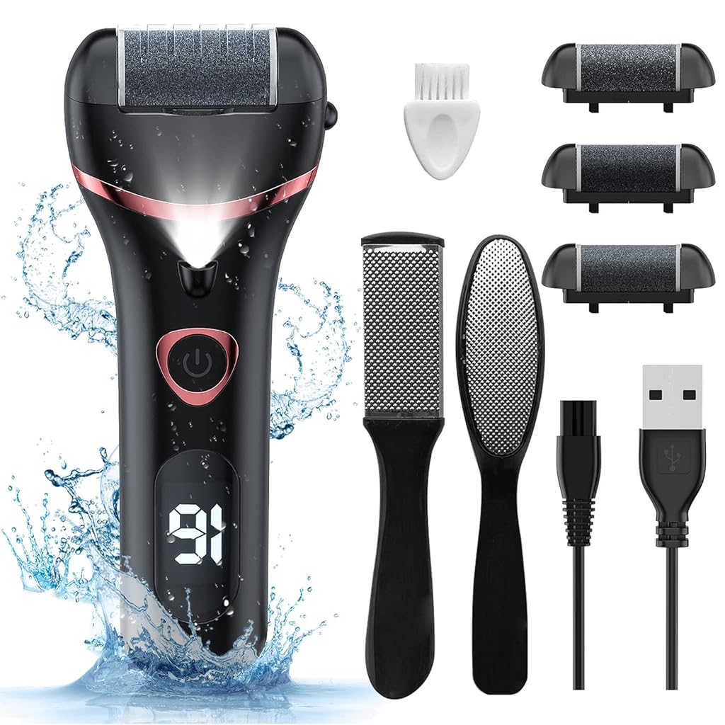HANNEA® Electric Callus Remover for Feet, with 3Pcs Grinding Head & Pedicure Tools, Pedicure Electric Scrubber Rough Callus Remover Rechargeable Heel Scrubber Callus Remover for Heels HANNEA® Electric Callus Remover for Feet, with 3Pcs Grinding Head & Pedicure Tools, Pedicure Electric Scrubber Rough Callus Remover Rechargeable Heel Scrubber Callus Remover for Heels